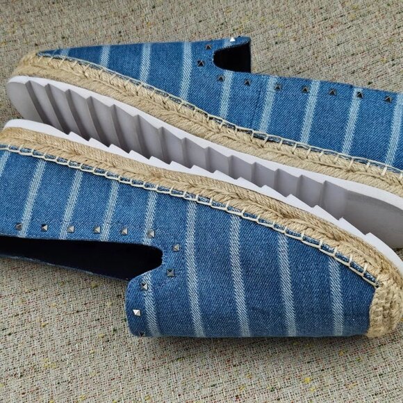 Marc Fisher Women Shoes Blue Fabric Upper Espadrille Loafer Size 9.5 New in box